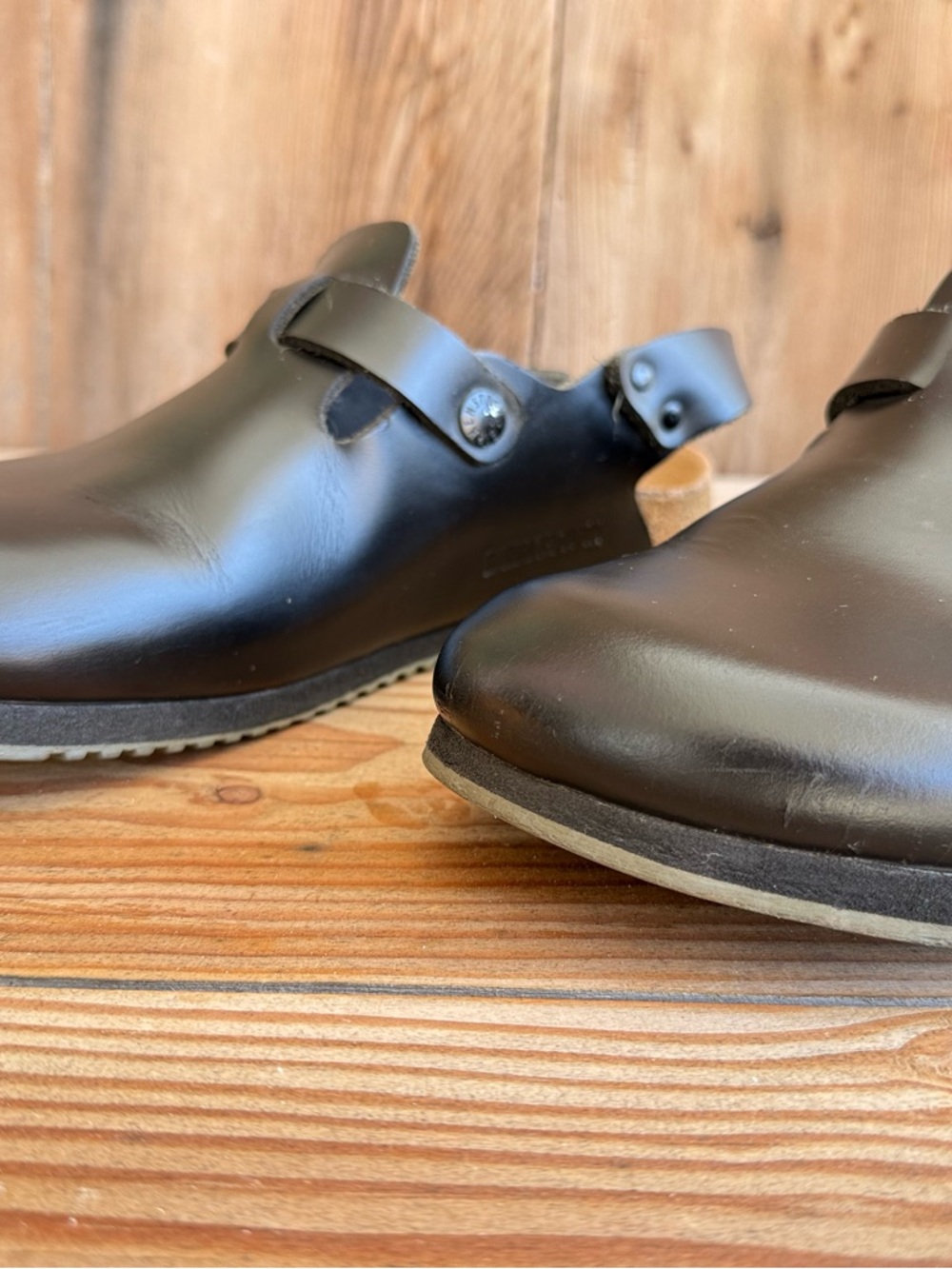 Birkenstock Tokyo Black Leather Clog Mules with Adjustable Strap - Picture 9 of 11